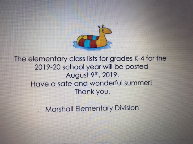 Elementary class list available soon!