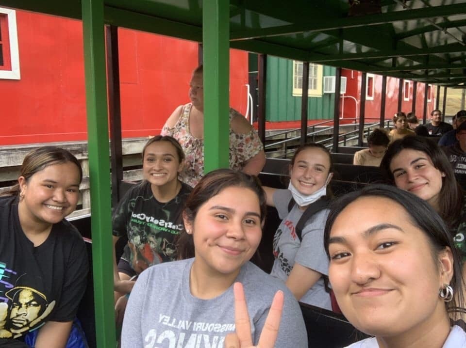 Scream Park rides at Worlds of Fun with advisor, Ms. Miles.