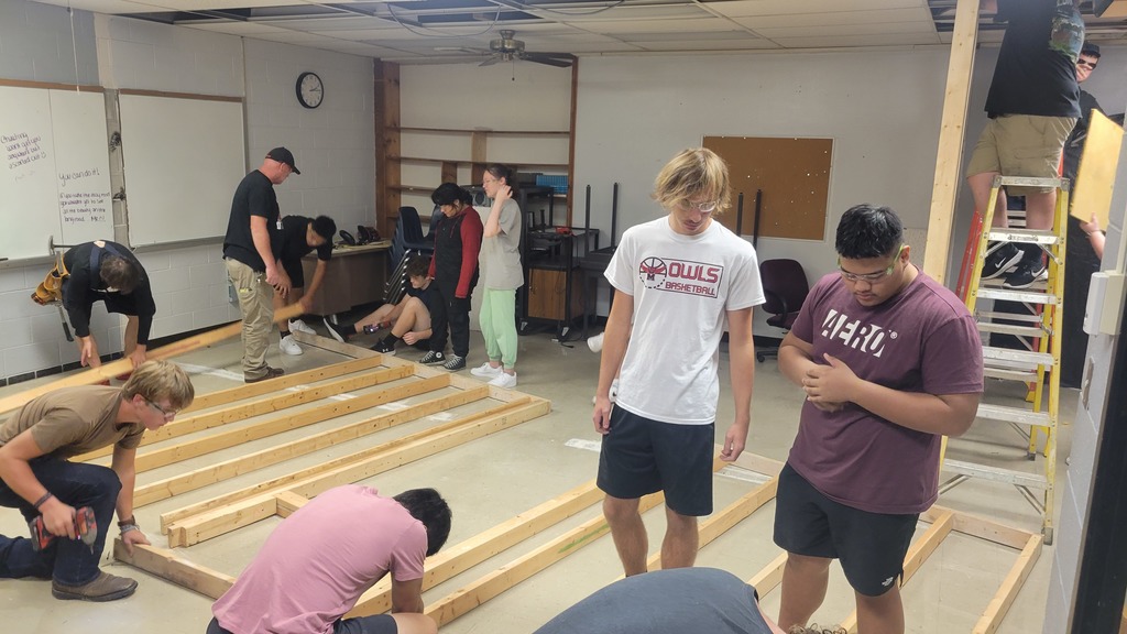 SCCC Building Trades class working on a classroom project